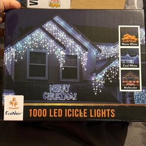 1000 LED Icicle Lights - Warm White, Cool White, Multicolor